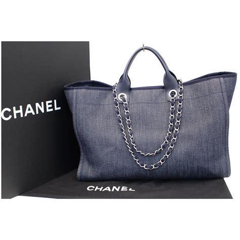 chanel denim tote|chanel denim shopping bag.